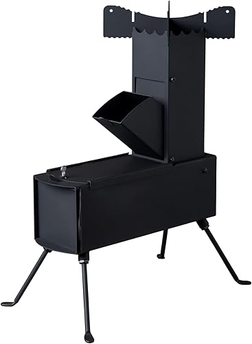 9.44 pulgadas de profundidad x 17 pulgadas de ancho x 21.3 pulgadas de alto, estufa de cohete para cocinar al aire libre, estufa de leña portátil