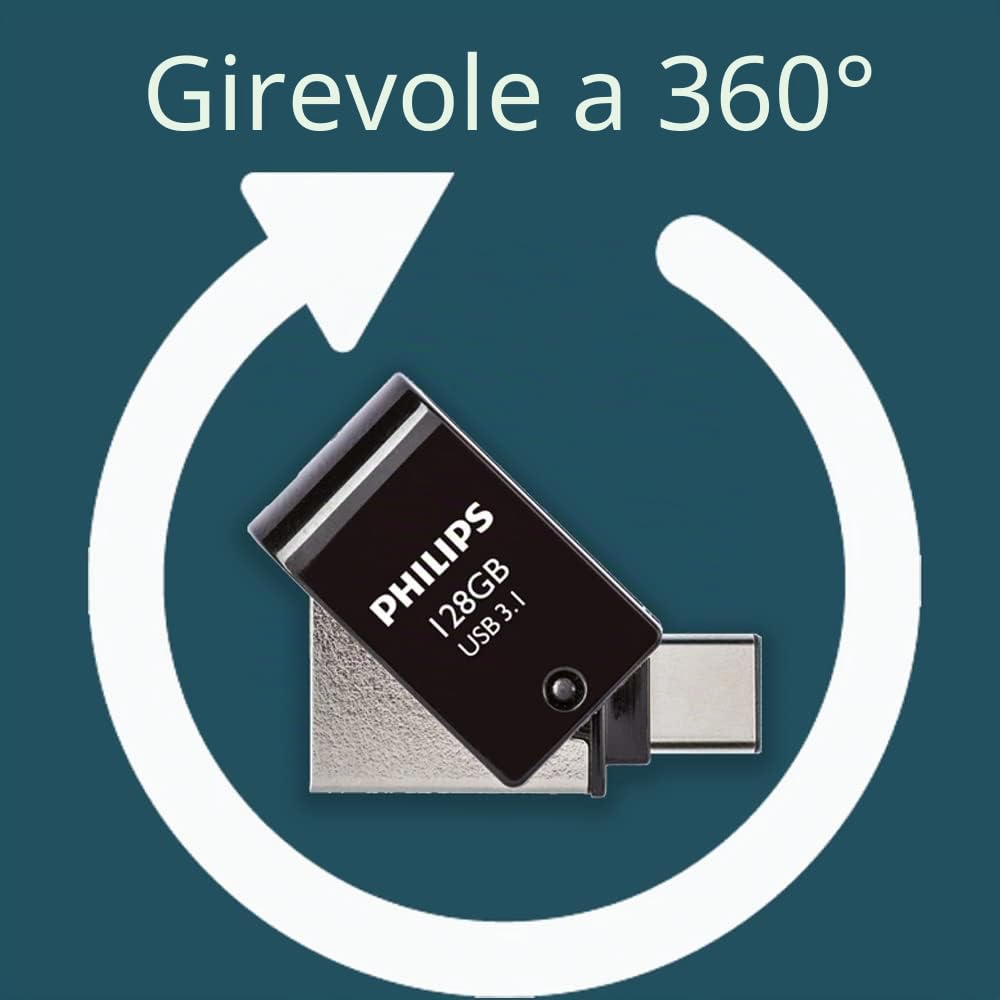 Philips Chiavetta USB 2 in 1, 128 GB, USB 3.1, USB-C