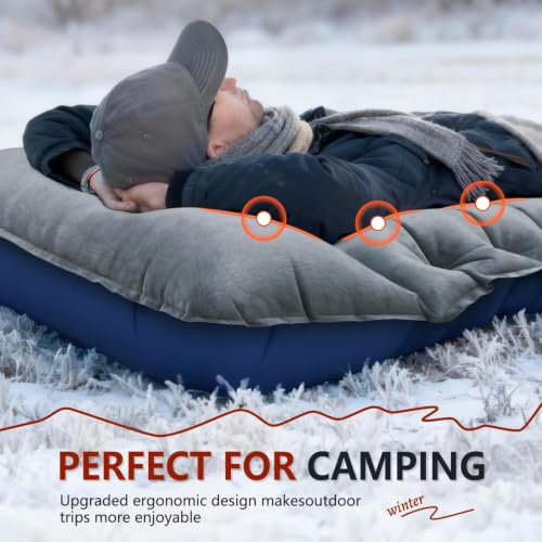 Image of FUN PAC Camping Sleeping Pad, 9.2R-Value Ultralight Camping Mat with Pillow Built-in Foot Pump Inflatable Sleeping Pads Compact for Camping Backpacking Hiking Traveling-Lined Version Grey