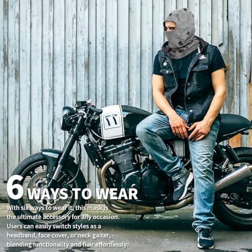 LANLFY 2PACK FR Full Face Mask for Men CAT2 Cotton Balaclava Welding Hood Accessories Flame Resistant Neck Covering Protector Gear, Skull & Grey - Image 7