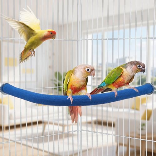 Image of Hypeety U Shaped Parrot Perch Wood Bird Cage Stand for Grinding Mouth Claw | Quartz sands, rough-surfaced, fits most cages, corner perch, promotes foot exercise, for parakeets /cockatiels /conures /macaws