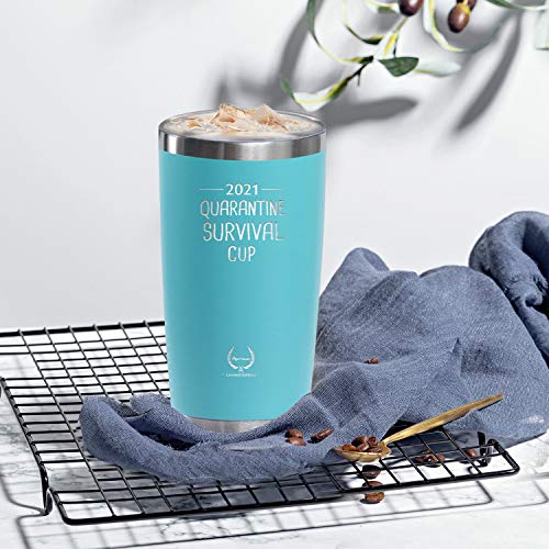 Artsun Quarantine Survival Cup Gifts-2021 Funny Mothers Day Gifts Novelty 20Oz Wine Glass Personalized Present For Women, Coworkers, Friends - Vacuum Insulated Tumbler Blue #TOP4