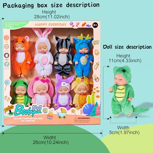 8 muñecas mini baby animal 10.16 cm para niñas miniatura 2