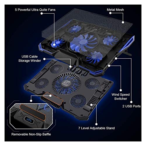 Base Refrigerante para Laptop con 5 Ventiladores Ajustables miniatura 4