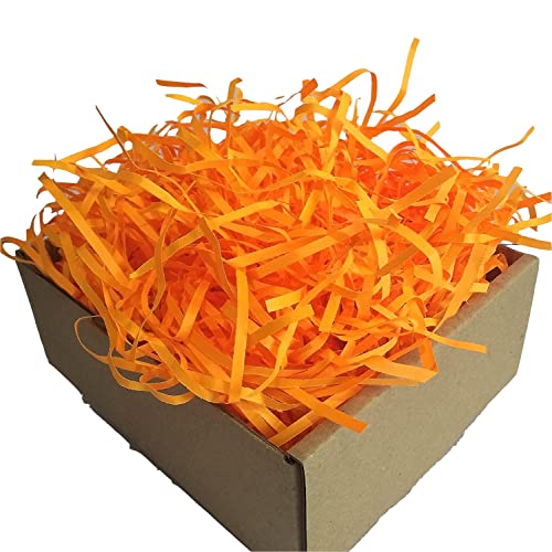 Image of Shredded Paper For Packaging, 100 GMS, Decorative Paper Grass, Paper Grass for Gift Packing, Color Papers For Decorating, Christmas Grass Decoration - Box Packaging (Orange)