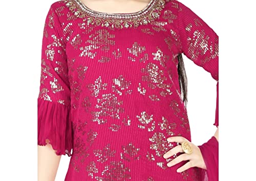 Ropa india Sharara Garara para niñas con cómodo diseño de georgette y lentejuelas K22 2
