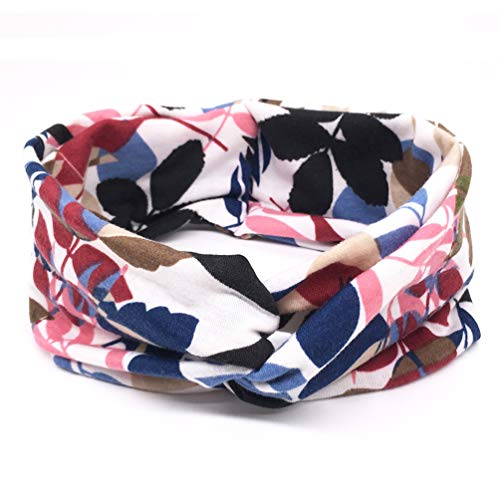 Image of DRESHOW 6 Pack Headbands for Women Boho Headbands Vintage Flower Elastic Workout Yoga Sports Facial Knotted Crocheted Elastic Head Wrap
