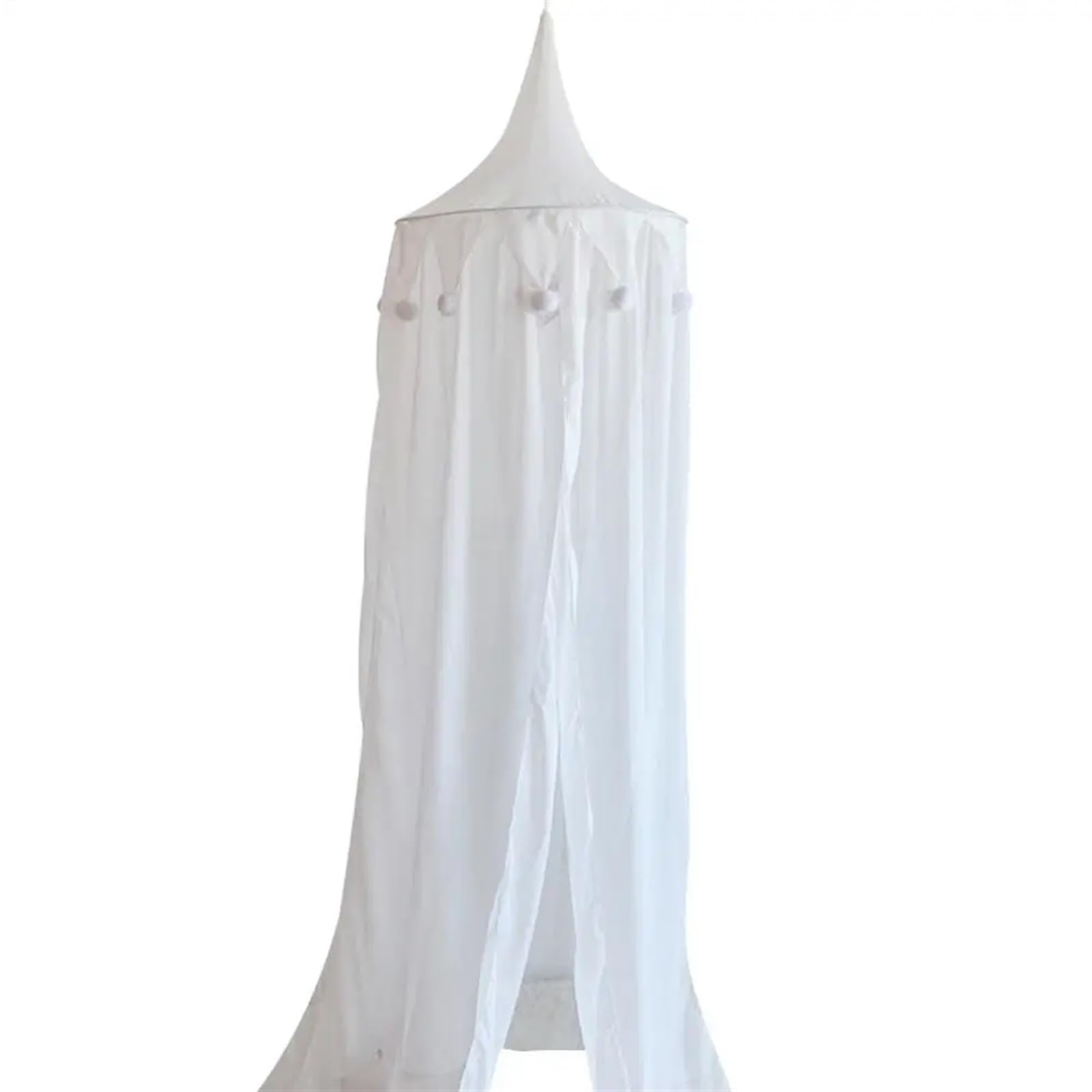 CGUOHU Bed Canopy Net Tent Round Pompom Dome Hanging Mosquito Play For Bed(WHITE)