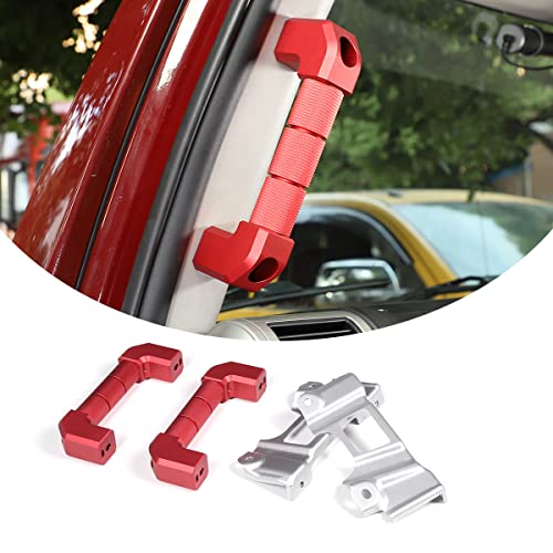 LLKUANG Car A-Pillar Grab Handle Replacement Parts Fit for Toyot@ FJ Cruiser 2007-2021,Aluminum Alloy Interior A-Pillar Side Grab Handle Replacement Kit-2PCS (Red)