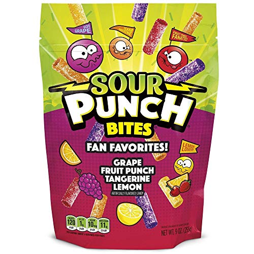 Sour Punch Bites Fan Favorites Assorted Flavors Candy, 9 Ounce -- 12 per case.