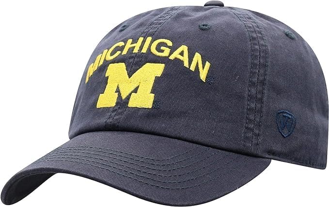Collegiate Primary Color Team Arch Adjustable Hats (US Alpha One Size Michigan)