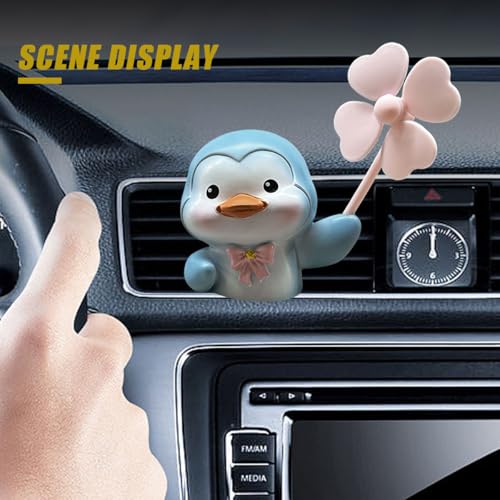Image of Cute Penguin Car Air Vent Clips, Rotating Windmill Car Air Conditioner Outlet Clip, Animal Car Dashboard Air Vent Trim Clip, Auto Interior Decoration Accessories (Penguin)