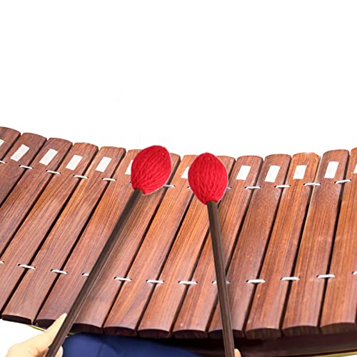 Image of Mr.Power Marimba Mallets Wood Handle Yarn Head with Maple Handle, Bass Percussion instruments Sticks (Medium Hard Yarn Head, Red)