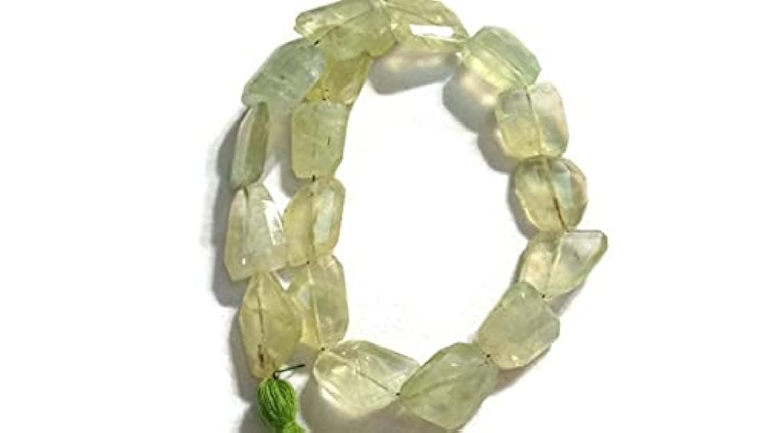 Prehnite faceted tumble shape 13X21 MM : pierre naturelle verte en perles pour création bijoux