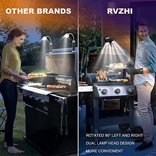 RVZHI Grill Light for BBQ, Gifts for Men Father, 180° Durable Flexible Barbecue Light for Night Outdoor, 10 Super Bright LED Lamps Grill Lighting Accessories for Grill Handle, Included 3 Battery