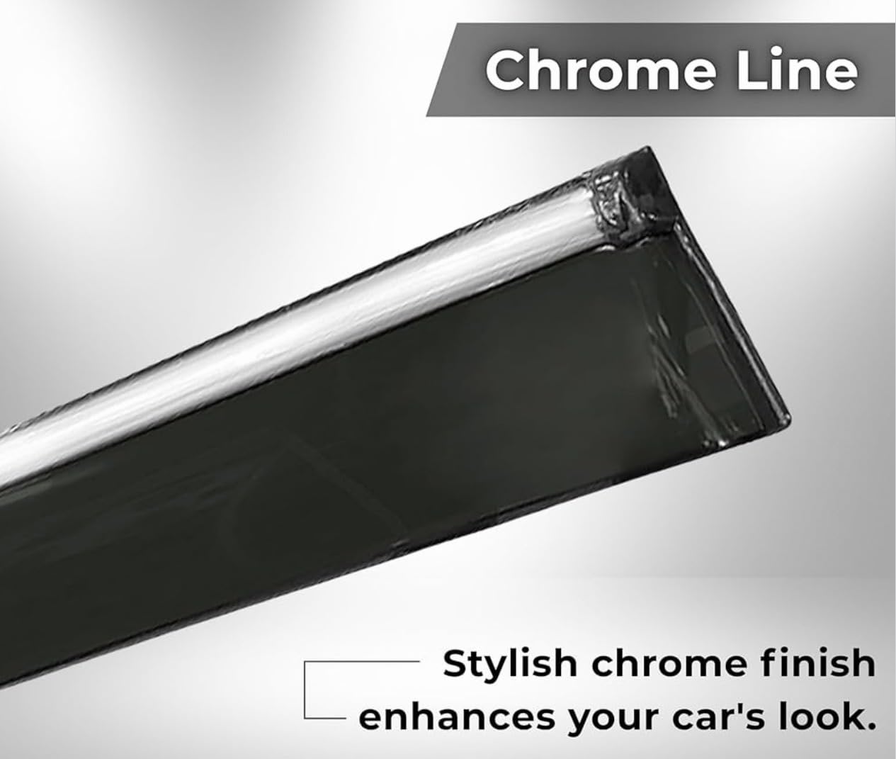 GENFRID Unbreakable Chrome Car Window Door Visor | Car Rain Wind