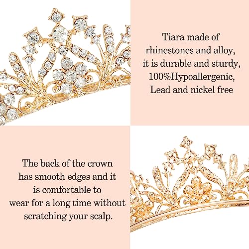 Image of Aprince Tiaras for Girls Princess Crowns for Little Girls Tiaras for Women Girls Crown Wedding Tiara Headband Princess Crown Hair Accessories for Prom Birthday Costume Party Gold Crown