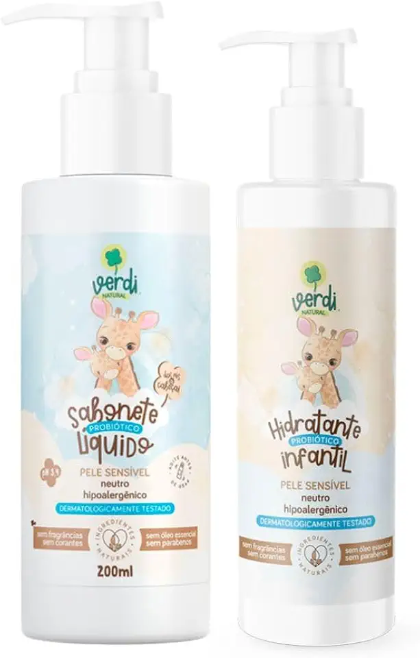 Sabonete Líquido + Hidratante Neutro Natural Vegano Infantil Bebê