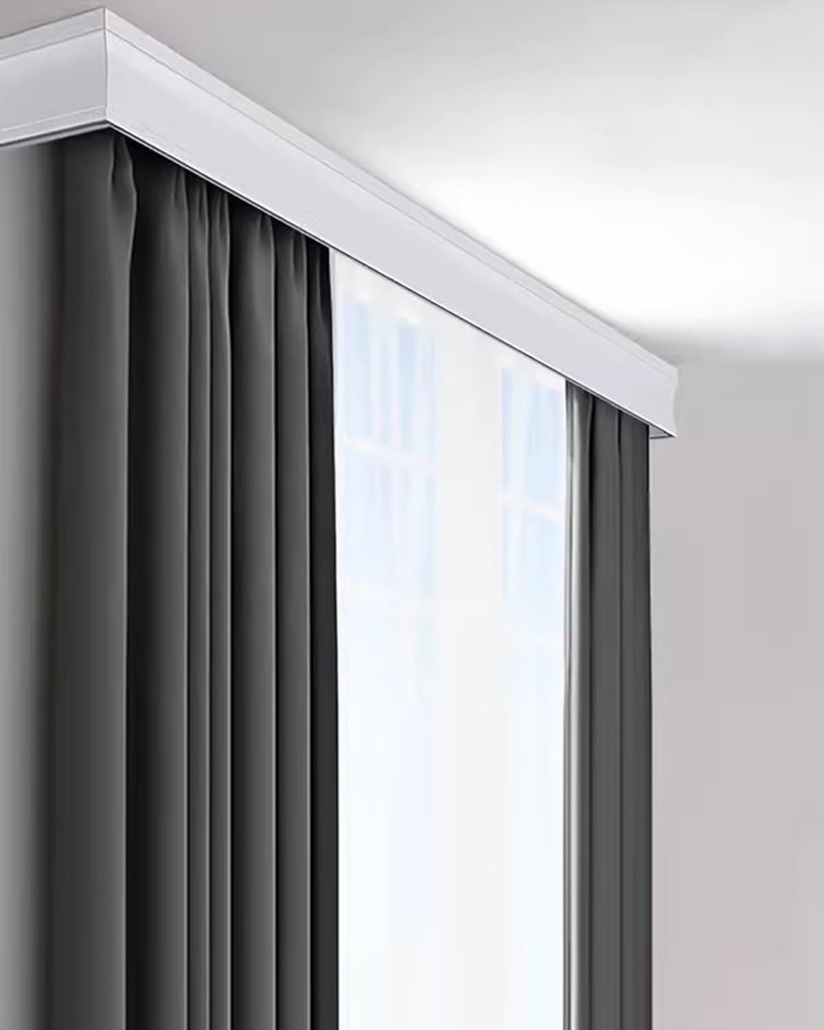 Curtain Track Double Tracks, White Curtain Pelmet Box, Wall Mount, Double Tracks, 3-in-1, Aluminum, 100-500cm(330cm/129.9in/10.8ft)