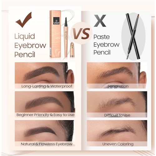 Microblading Eyebrow Pencil - 2026 New 4-Tip Waterproof Brow Pencil with Micro-Fork Tip, Longl Lasting Eyebrow Pen Eyebrow Pencils for Women (Medium Brown) — view 3