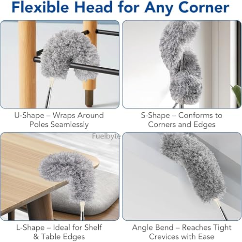 Image of Fuelbyte Fan Cleaning Duster with Long Extendable Handle for Ceiling Fan | Microfiber Duster for Home Cleaning | Spider Web Cleaner Brush | Ceiling Fan Cleaner | Dusting Stick for Home Cleaning