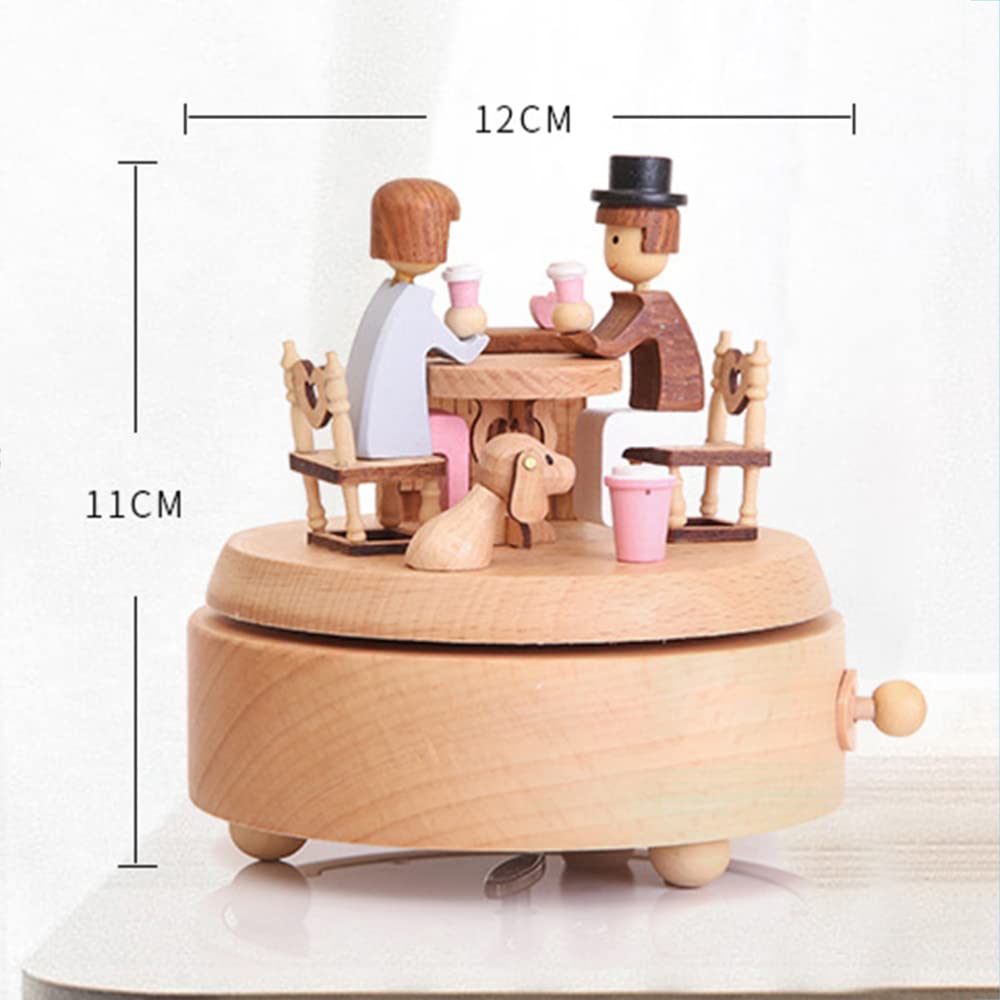 Carillon Scatola Musicale Scatola di Musica in Legno Handmade Melody Mechanical Melody Box for Il Giorno di San Valentino Regalo di Compleanno di Nozze, Musica: Storia d'Amore Carillon Regalo di
