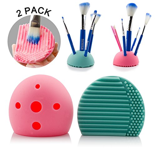 IBEET 2 PCS Cleaning Makeup Brush, Makeup Organizer,Egg Cleaner Holder Silicone Washing Brush Scrubber Board Cosmetic Clean Tools