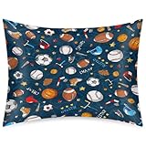Satin Pillowcase for Hair and Skin Cartoon Baseball Football Sport Soft Silk Pillow Case with Envelope Closure Cooling Pillow Cases Slip Standard Size Pillow Cover for Women Men Kids Boys Girls 20x26