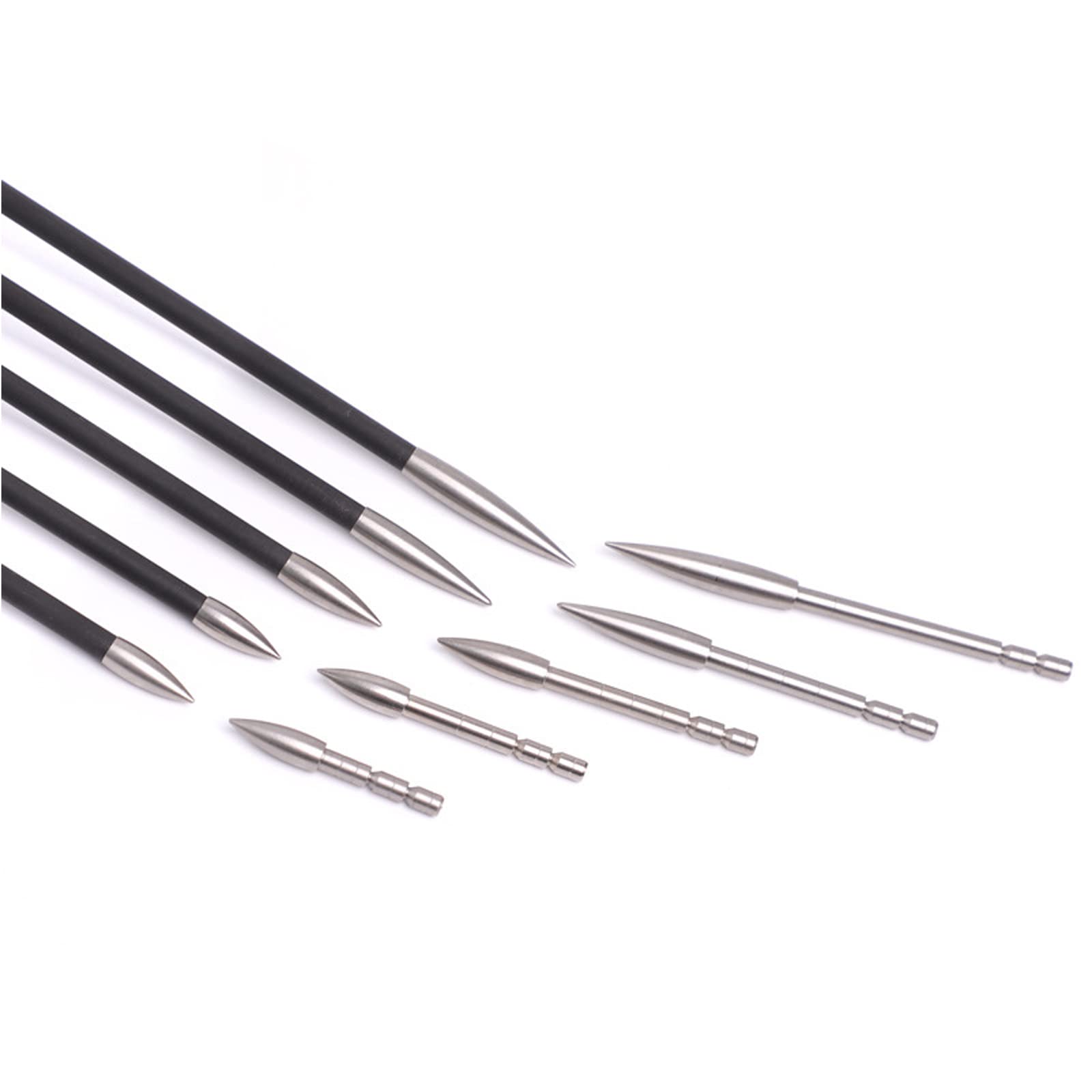 12 pz Tiro con L'Arco Freccia Campo Punti Caccia Inserto Punte di Freccia in Acciaio Inox Punta Punta 80-200 Grano Broadhead per ID 4.2mm Frecce Albero