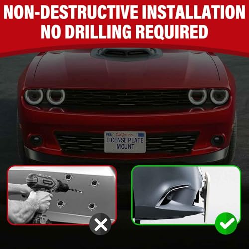 No Drill Front License Plate Frame Fits Dodge Challenger/Charger/Durango by Biinfly - Used condition - Image 7