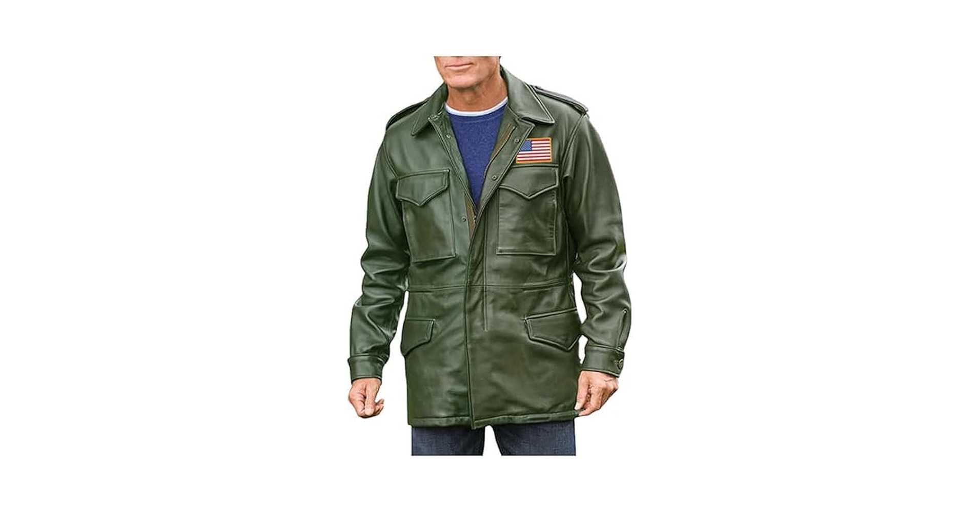 M65 Field Jacket Men Military Olive Green Leather Vintage US