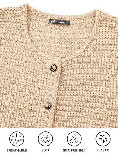 PRETTYGARDEN Women Knit Cardigan Sweaters Fall Fashion Long Sleeve Open Front Button Down Trendy Casual Jacket Winter Clothes