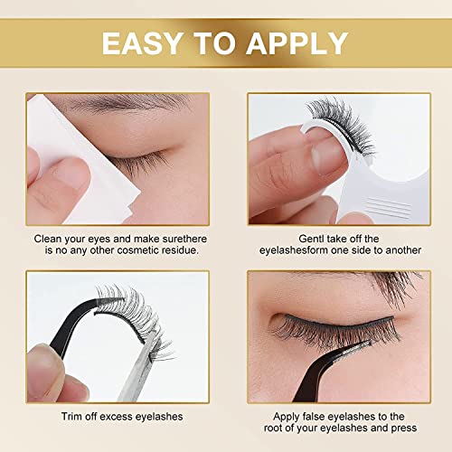New Reusable Self Adhesive Eyelashes 4Pcs, Reusable Long Extension False Eyelashes Without Glue And Magnetic, Waterproof Lashes Natural Look For Makeup #TOP3