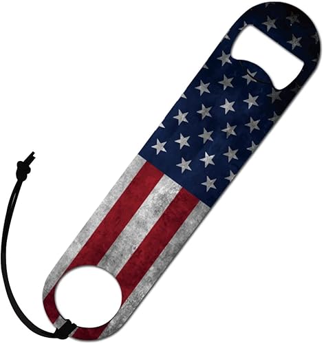 Abridor de botellas de acero inoxidable resistente con bandera de Estados Unidos, ideal para cocina, bar o restaurante, único y divertido abridor de
