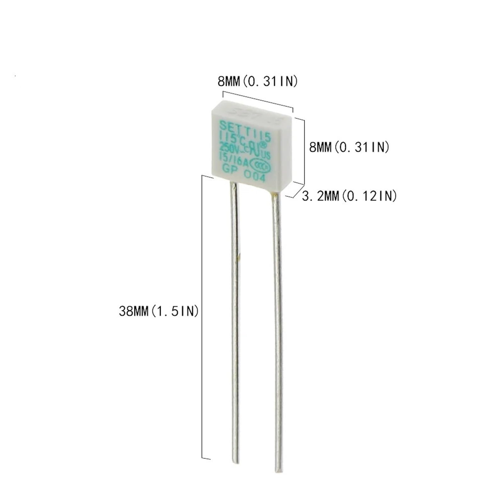 10PCS Blitzschutz Temperatur Sicherung 10A 15A 16A Quadratische 115C 136C ThermostatThermal Schutz(15A 16A 115C)