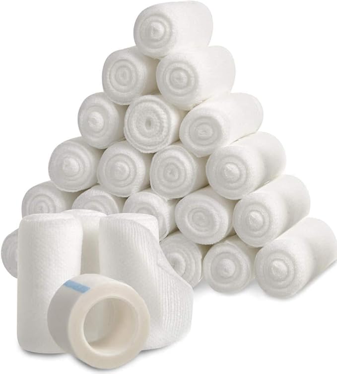 Gauze Bandage Roll with Tape Rolled Gauze Wrap White