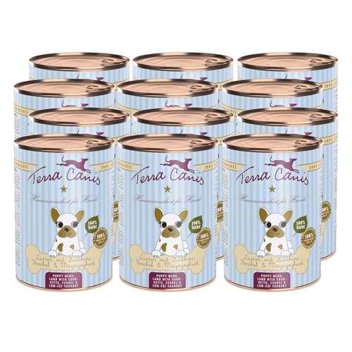 Terra Canis Lamm, Zucchini, Magerquark & Fenchel - Welpen Nassfutter, 12x400g I Premium Hundefutter in 100% Lebensmittelqualität Aller Rohstoffe I Reichhaltig & gesund I Getreide - & glutenfrei