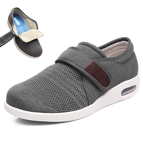 bumuam Diabetic Shoes Width Shoe for Elderly Women,Adjustable Closure for Arthritis Swollen Edema Plantar Fasciitis Swollen Feet Walking Shoes Men 6.5/Women 7