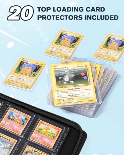 Image of 9 Pocket Top Loader Binder with Zipper - Holds 288 Toploaders - Premium Double-Sided Card Album for Trading Cards, TCG, MTG, Sports Cards (Glacier Mint)