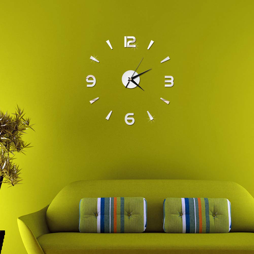 TMXK Orologio da Parete 3D Fai-da-Te Grandi Orologi con Adesivi a Specchio Senza Cornice per Il Regalo della Decorazione dell'ufficio Domestico del Soggiorno