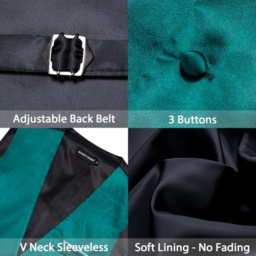 Image of Barry.Wang Vest for Men Business /Leisure Dress Suit Vests V-neck 2 Pockets Wedding Party Tuxedo Satin Waistcoat