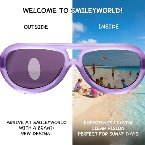 Image of SMILEYWORLD Kids Sunglasses for Boys Girls Age 3-12 UV400 Protection Sunglasses, Flexible Lightweight Shades