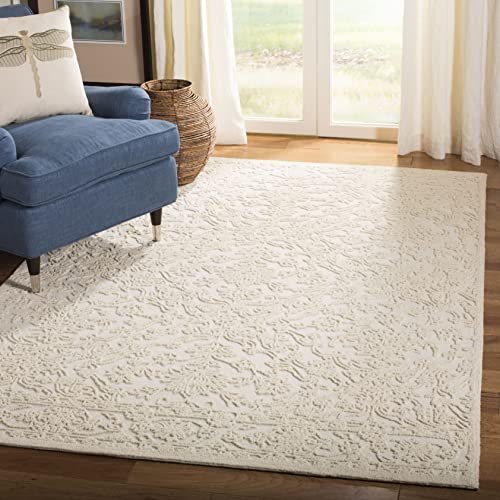 SAFAVIEH Trace Collection Area Rug - 6' x 9', Ivory, Handmade Wool, Ideal for High Traffic Areas in Living Room, Bedroom (TRC102C)