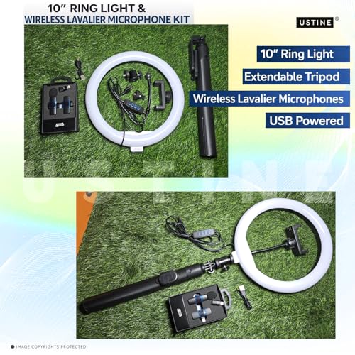 Image of Youtuber Kit | 10 inch Ring Light | Wireless mic | Extra-Long Selfie Stick with Large Reinforced Tripod Upto 67 inch /170 cm with, BT, Fb Videos, Reels. (Tripro X5 + 10 inch Light+Wireless Mic)