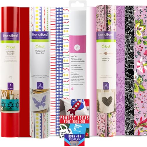Cricut Everyday Strongbond Iron On Vinyl Rolls Bundle - Heat Transfer Vinyl Pack for DIY Apparel, Shirts and Sweatshirts, Heat Press Materials for Custom Ironing Craft Projects, Easy to Use HTV Kit