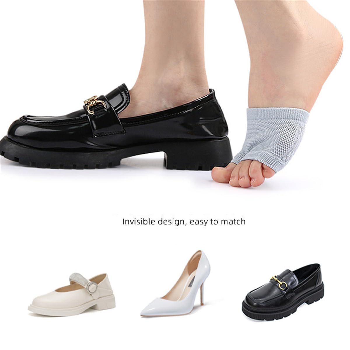 Open Toe Mezza calzini, 2Pairs Donne Peep Toe Socks Mezza Palm Toe Topper Liner Socks, Donne No-Show Socks
