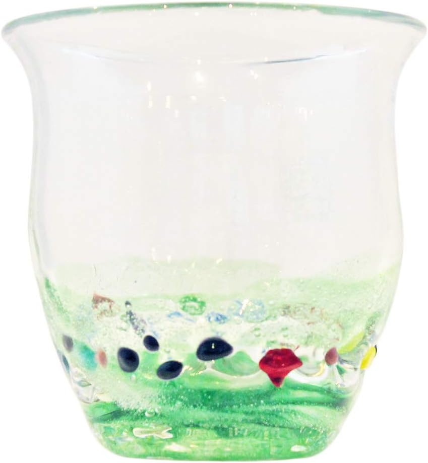 Genkawa Genkichi Workshop Rock Glass (Green), φ9 cm Diameter Beautiful Sango