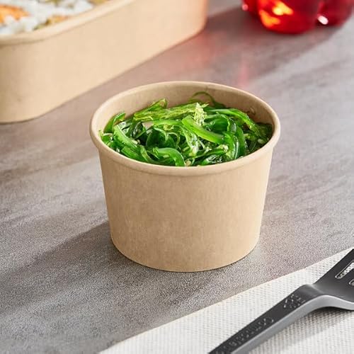 HOT BARGAINS 200 X 4oz Kraft Paper Sauce Pots with Reusable Lids Small Pots Round Container with Airtight Clear Lids for Ketchup, Chutney, Dips and Sauces (120ml) (4, Round, 200, KT - 2OZ) - Image 5