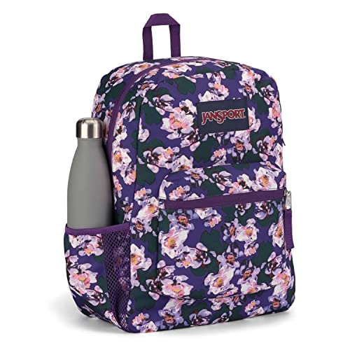 Image of JanSport Cross Town Backpack 17 inch x 12.5 inch x 6 inch - Simple Bag for Everyone with 1 Main Compartment, Front Utility Pocket - Premium Class Accessories - Purple Petals