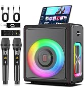 Karaoke Machine with 2 Wireless Microphones, Portable Bluetooth 5.3 Karaoke Speaker with Upgraded...